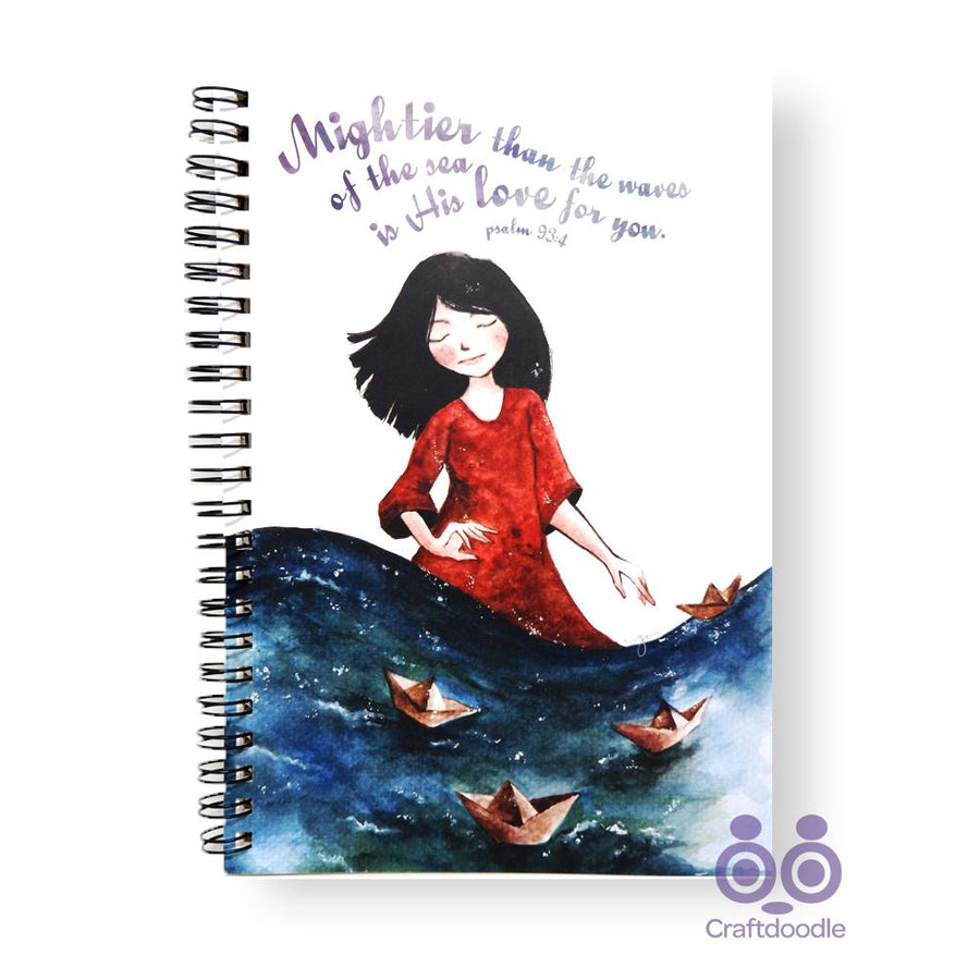 Mightier than the waves of the sea is His love for you (Psalm 93:4)  A5 Notebook